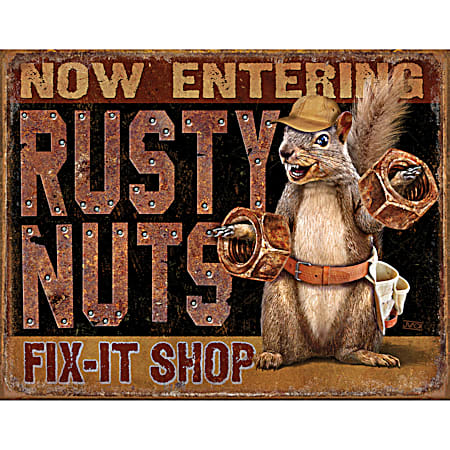  Rusty Nuts Fix-It Shop Tin Sign