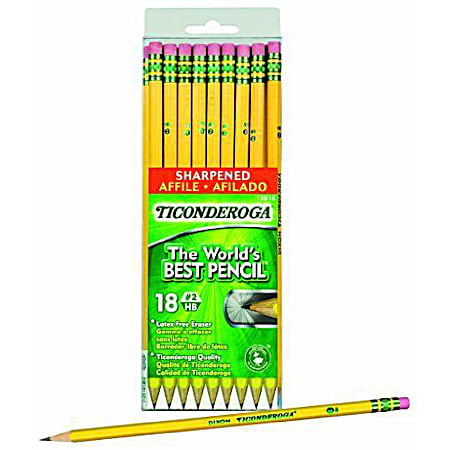 Ticonderoga #2 Yellow Soft Sharpened Pencils - 18 Ct