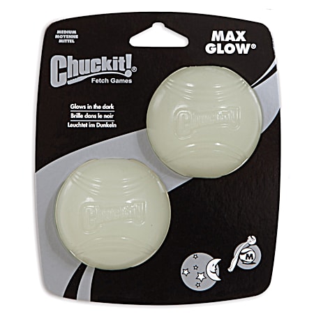 Max Glow Medium Ball for Dogs - 2 Pk