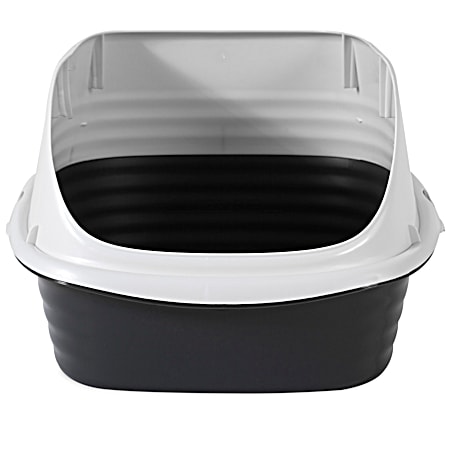 Large Gray & White Rimmed Wave Litter Pan