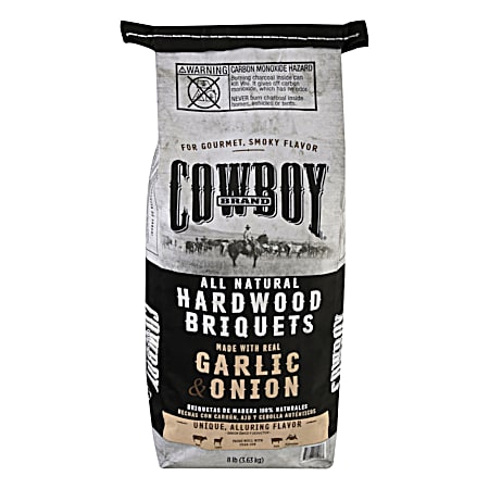 8 lbs Garlic & Onion Infused Hardwood Briquettes