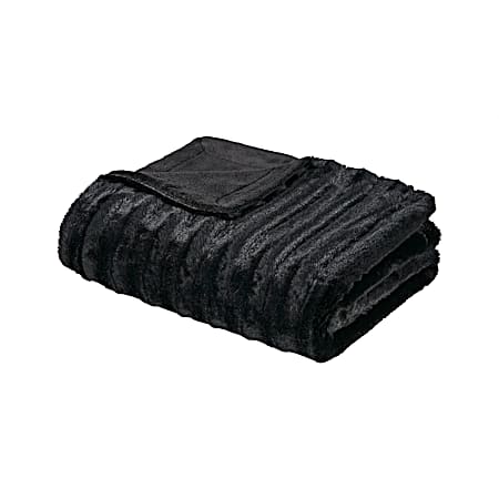 Black Faux Fur Throw Blanket