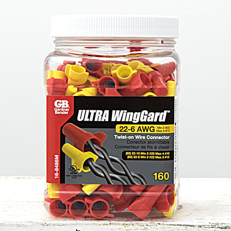Gardner Bender Ultra WingGard Red & Yellow 22-6 AWG Twist-On Wire Connectors - 160 Pc