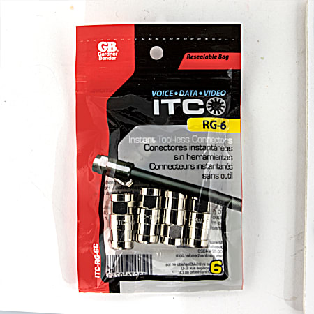 Tool-Less F-Series RG-6 ITC Connector RG-7 - 6 Pk