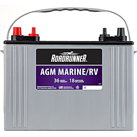 Road Runner AGM Ace Marine / RV Battery Grp 27 36 Mo 580 CCA