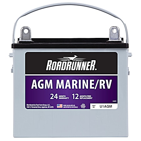 Road Runner AGM Ace Marine / RV Battery Grp U1 24 Mo 200 CCA