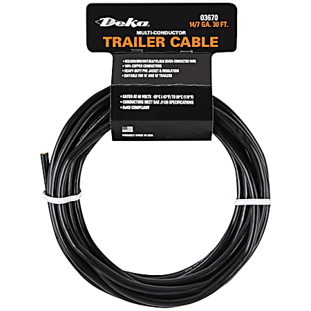 Deka 30 ft Black 14/7 ga Multi-Conductor Trailer Cable Wire