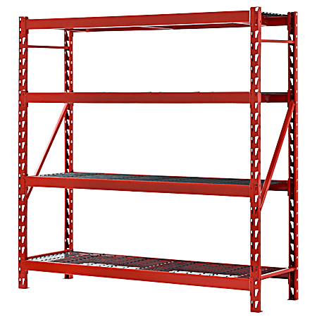 Red 4 Shelf Heavy-Duty Welded Storage Rack