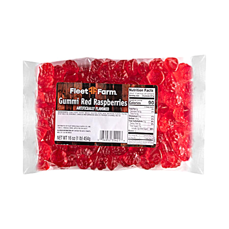 16 oz Gummi Red Raspberries Chewy Candy