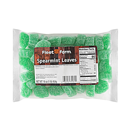 16 oz Spearmint Shaped Jellied Leaves Chewy Soft Candy