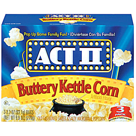 3.3 oz Buttery Kettle Corn Microwave Popcorn 3 Pk