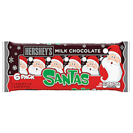 1.2 oz Milk Chocolate Santas - 6 Pk