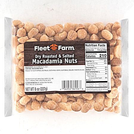 8 oz Dry Roasted & Salted Macadamia Nuts