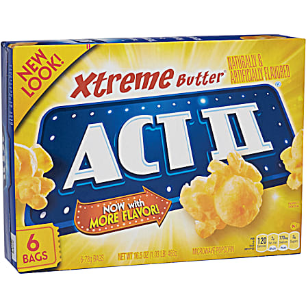 Act II 2.75 oz Xtreme Butter Microwave Popcorn 6 Pk