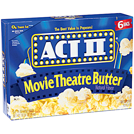 Act II 2.75 oz Movie Theater Butter Microwave Popcorn 6 Pk