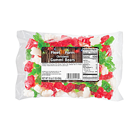16 oz Red, Green & White Christmas Gummi Bears