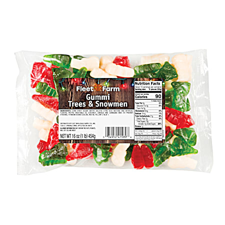 16 oz Red , Green & White Gummi Trees & Snowmen