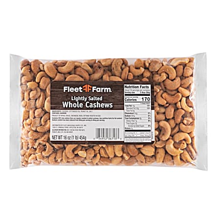 Fleet Farm 16 oz Lightly Salted Whole Cashews
