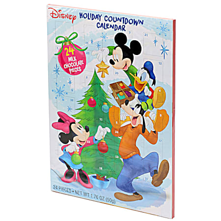 1.76 oz Disney Mickey Mouse & Friends Milk Chocolate Advent Countdown Calendar - 24 Pc