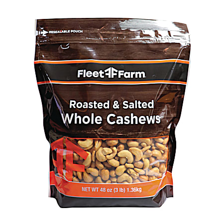 Fleet Farm 48 oz Roasted & Salted Whole Cashews