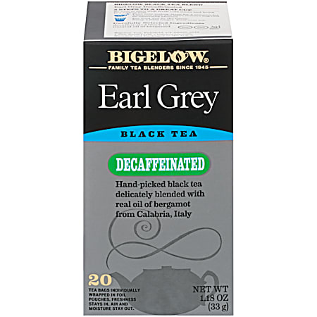Earl Grey Decaf All Natural Black Tea Bags - 20 Pk