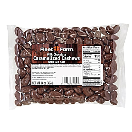 14 oz Milk Chocolate Caramelized Cashews w/ Sea Salt