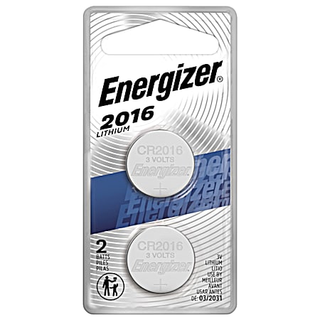 Energizer 2016 3V Lithium Coin Batteries - 2 Pk
