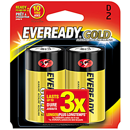 Eveready Gold D Alkaline Batteries - 2 Pk.
