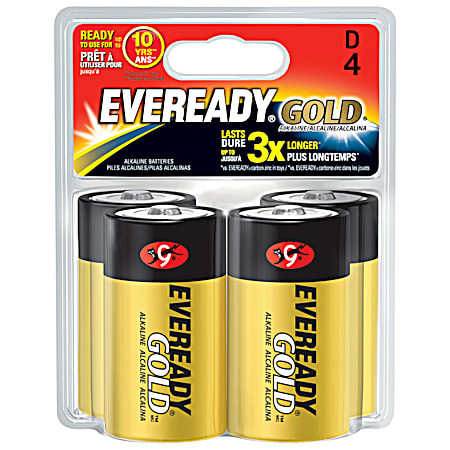 Eveready Gold D Alkaline Batteries - 4 Pk.