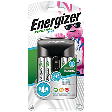 Energizer Recharge Pro AA & AAA Battery Charger w/ 4 AA NiMH Rechargeable Batteries