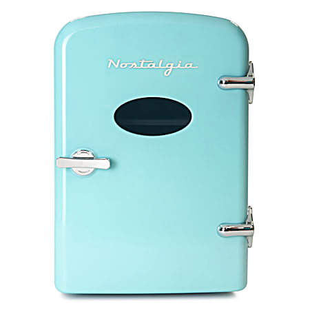 Nostalgia Electrics Mini Aqua Blue Personal Refrigerator