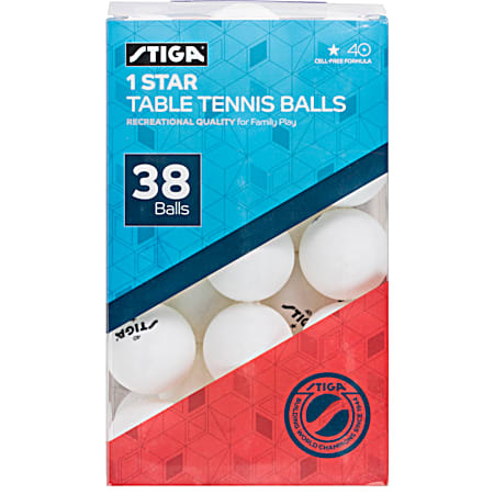White 1-Star Table Tennis Balls - 38 Pk