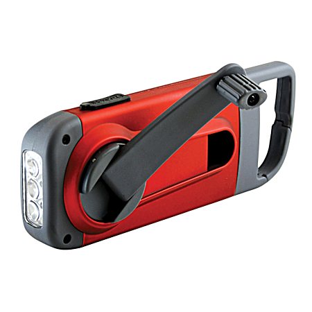 Red Clipray Hand Crank LED Flashlight