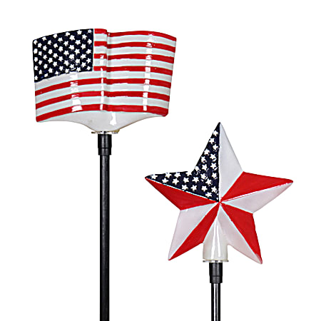 Solar USA Flag/Star Garden Stake - Assorted
