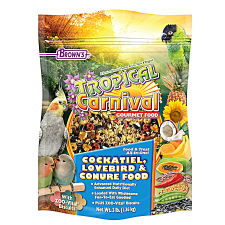 3 lb Tropical Carnival Cockatiel, Lovebird & Conure Gourmet Food