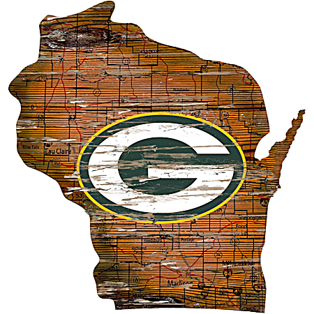 Green Bay Packers Distressed State Map Logo Vintage Sign