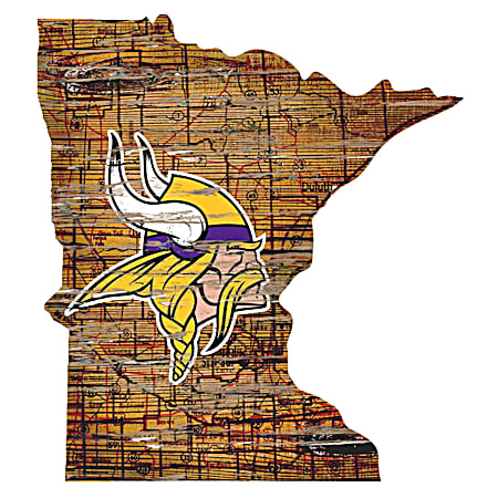 Fan Creations Minnesota Vikings 24-in Purple Distressed State Map w/ Logo Sign