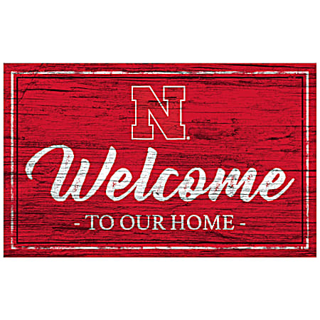 Nebraska Cornhuskers Team Color 11in x 19 in Welcome Sign