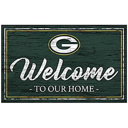 Green Bay Packers Team Color 11in x 19 in Welcome Sign