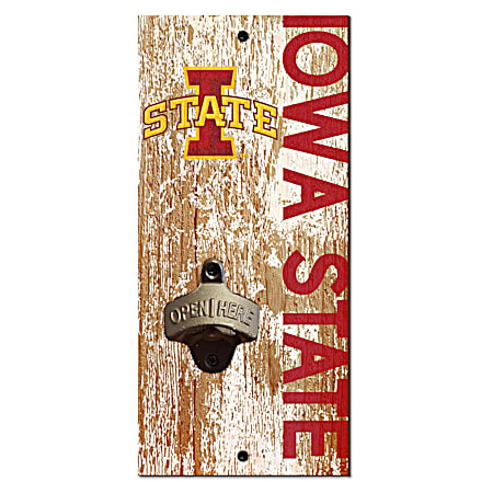 Iowa State Cyclones Distressed Bottle Opener Sign