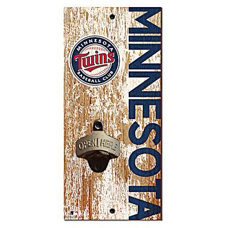Minnesota Twins Distressed Bottle Opener Sign