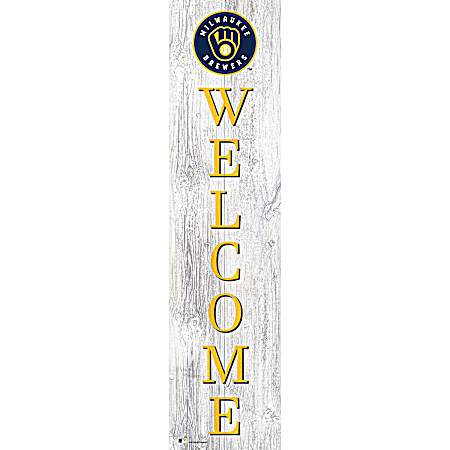 Milwaukee Brewers Distressed Welcome Leaner Sign