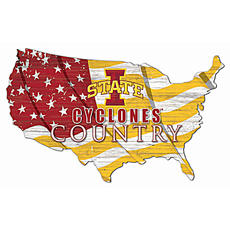 Iowa State Cyclones Distressed USA Silhouette Flag Sign