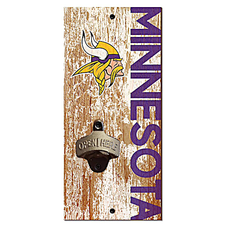 Minnesota Vikings Distressed Bottle Opener Sign