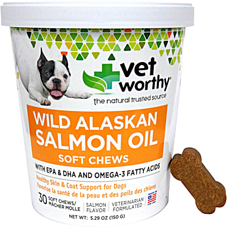 Wild Alaskan Salmon Oil Soft Chews for Dogs - 30 Ct