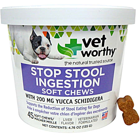 Vet Worthy Stop Stool Ingestion Soft Chews for Dogs - 45 Ct
