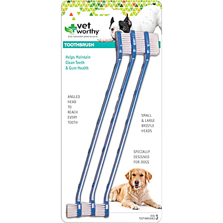 Vet Worthy Toothbrushes for Dogs - 3 Ct