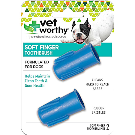 Vet Worthy Soft Finger Toothbrushes for Dogs - 2 Ct