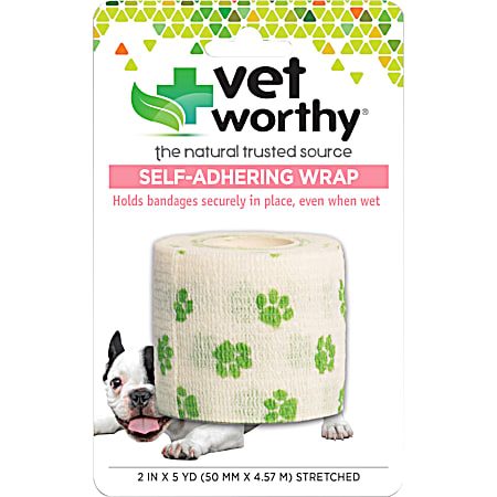 Vet Worthy 2 in Green Paw Prints Self-Adhering Wrap