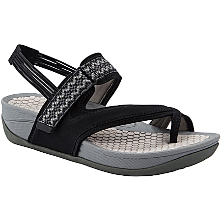 BareTraps Ladies' Danique Black/Multi Toe-Thong Slingback Sandal
